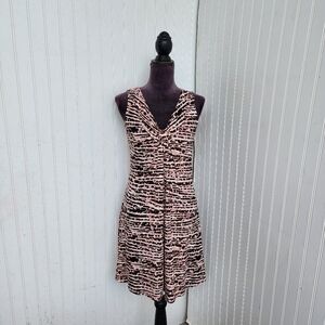 Willow Drive Dress Sleeveless Jersey Stretch Casual Animal Print Brown Black XS